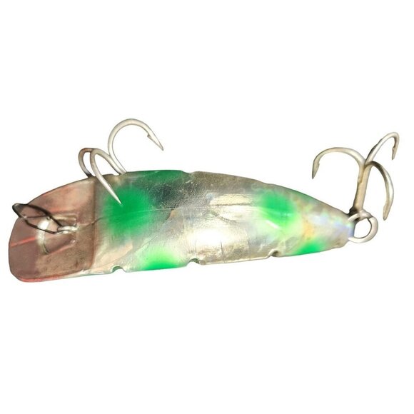 Foxee Fish Super Wobbler in green & silver 4.5 in. long - Picture 1 of 6
